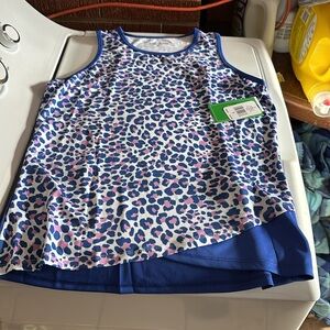 NWT Court Haley Leopard Print Racer Back Tank Top Moisture Wicking Stretch UPF30